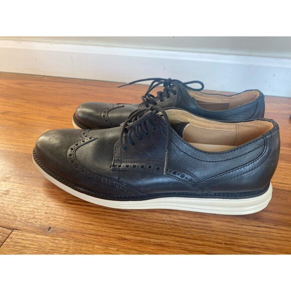 Cole Haan Grand.OS Men\'s Dress Shoes Sz 7 Navy Leather Wingtip Oxfords C24089